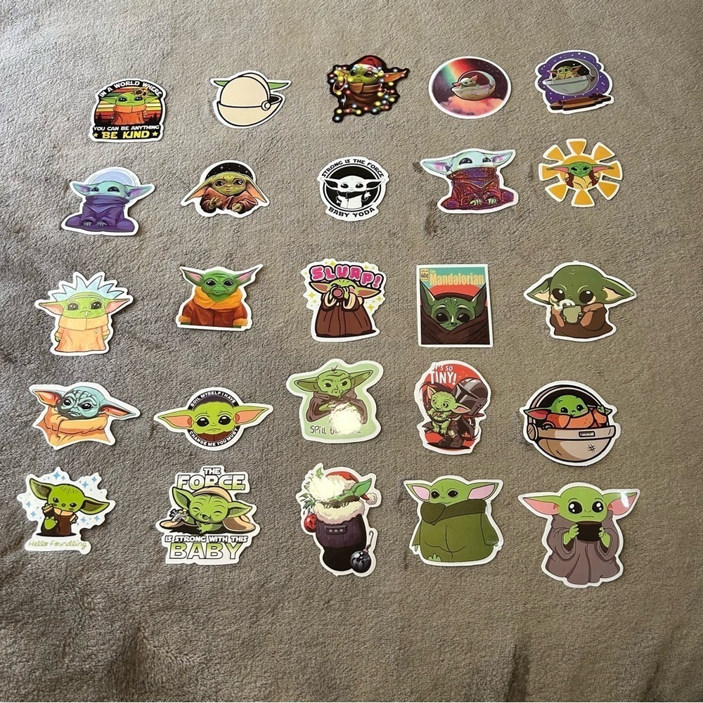 Baby Yoda 25 No Repeat Stickers